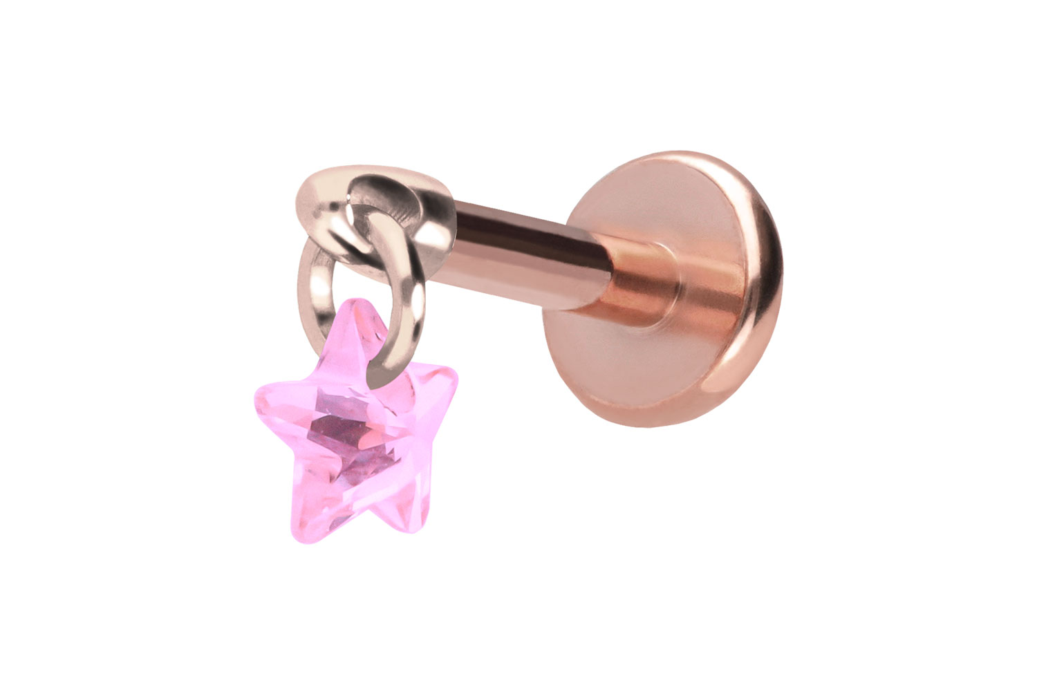 Titan Labret Piercing mit Push Fit KRISTALLSTERN